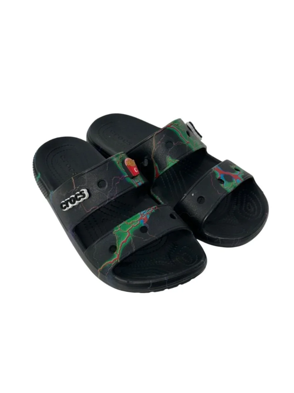 Crocs Mens SZ 7 Women SZ 9 Multicolor Double Strap Slide Sandals Unisex